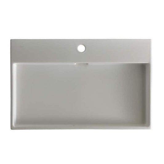 Urban 70 Wall Mount / Vessel Bathroom Sink in Ceramic White with 1 Faucet Hole