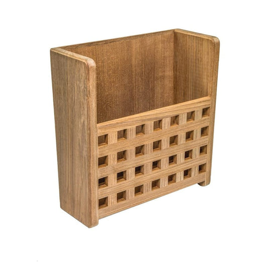 Teak Grate-Front Magazine Rack