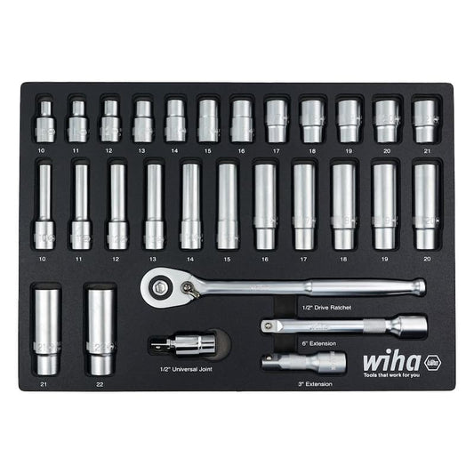 1/2 in. Deep Socket Tray Set - Metric (29-Piece) Drive Professional Standard and