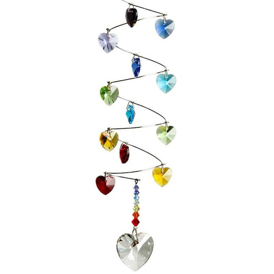 Woodstock Rainbow Makers Collection, Crystal Spiral, 9 in. Rainbow Hearts Crystal Suncatcher CS23