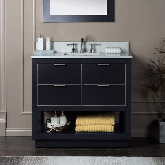 Venice 43 in.W x 22 in.D x 38 in.H Bath Vanity in Gray with Engineered stone Vanity Top in White with White Sink