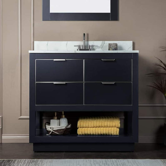 Venice 43 in.W x 22 in.D x 38 in.H Bath Vanity in Gray with Engineered stone Vanity Top in Fish Belly with White Sink