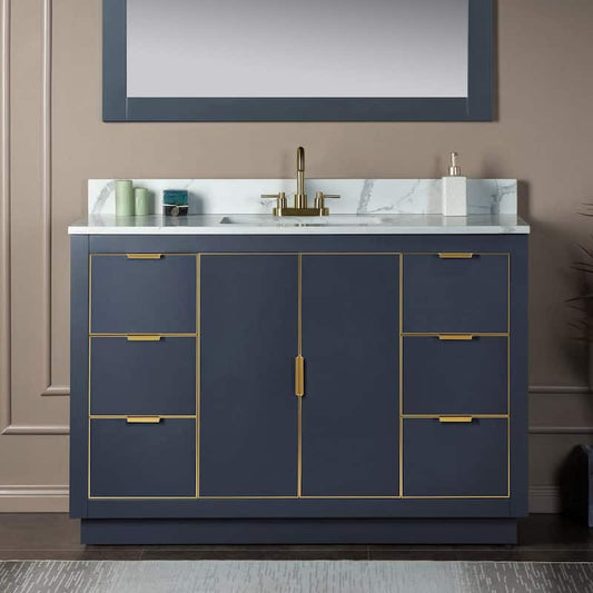 Venice 49 in.W x 22 in.D x 38 in.H Bath Vanity in Gray with Engineered stone Vanity Top in Fish Belly with White Sink