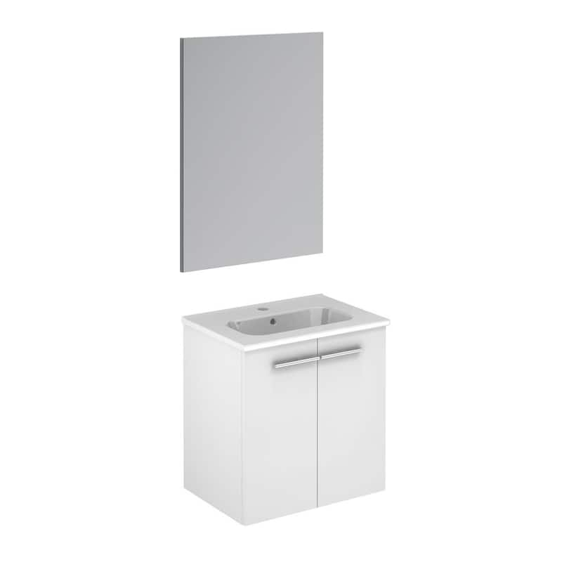 Start 19.5 in. W x 13.8 in. D x 20.4 in. H Complete Bathroom Vanity Unit in Gloss White with Mirror