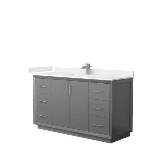 Strada 60 in. W x 22 in. D x 35 in. H Single Bath Vanity in Dark Gray with Carrara Cultured Marble Top