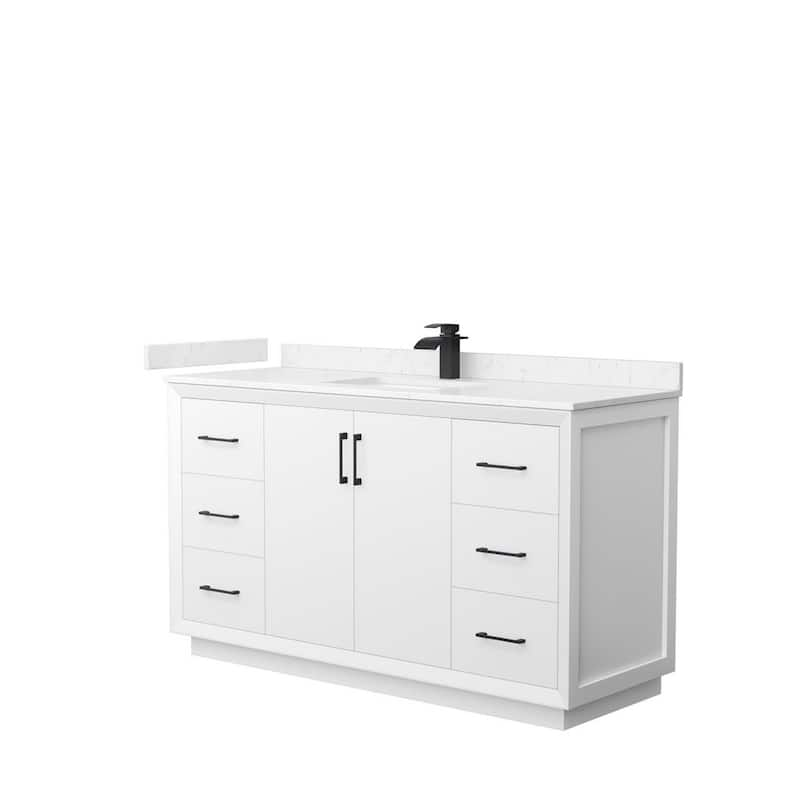 Strada 60 in. W x 22 in. D x 35 in. H Single Bath Vanity in White with Carrara Cultured Marble Top