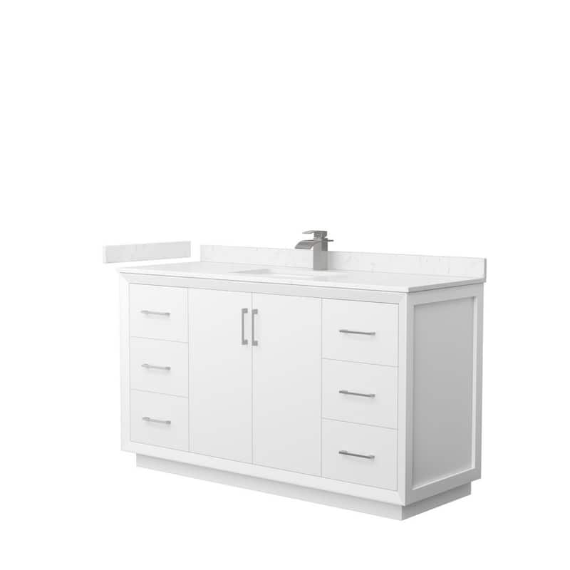 Strada 60 in. W x 22 in. D x 35 in. H Single Bath Vanity in White with Carrara Cultured Marble Top