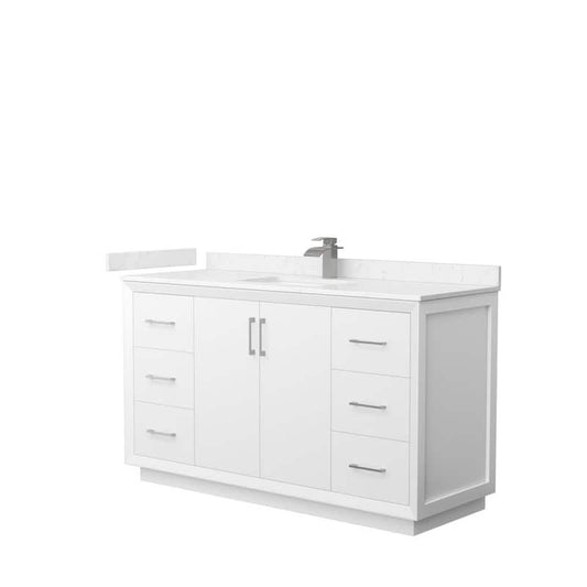 Strada 60 in. W x 22 in. D x 35 in. H Single Bath Vanity in White with Carrara Cultured Marble Top