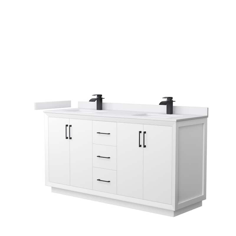 Strada 66 in. W x 22 in. D x 35 in. H Double Bath Vanity in White with White Cultured Marble Top