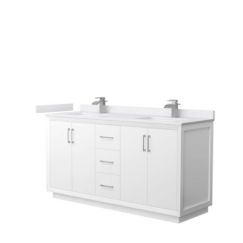 Strada 66 in. W x 22 in. D x 35 in. H Double Bath Vanity in White with White Cultured Marble Top