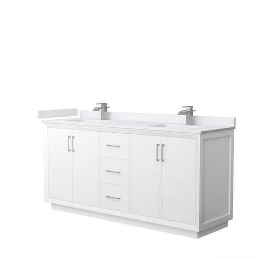 Strada 72 in. W x 22 in. D x 35 in. H Double Bath Vanity in White with White Cultured Marble Top