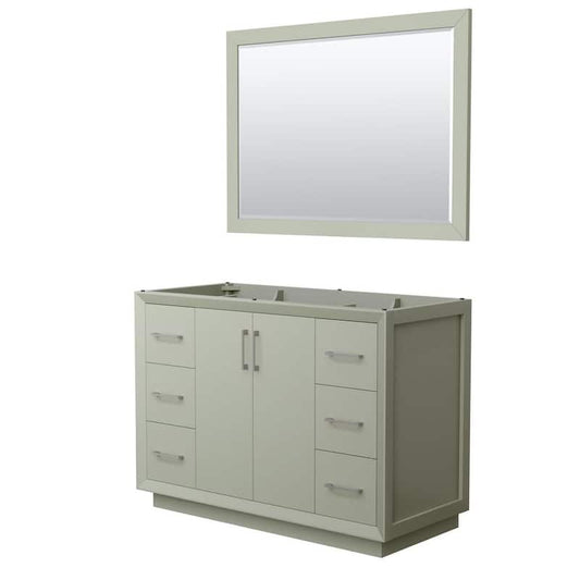 Strada 47.25 in. W x 21.75 in. D x 34.25 in. H Single Bath Vanity Cabinet without Top in Light Green with 46 in. Mirror