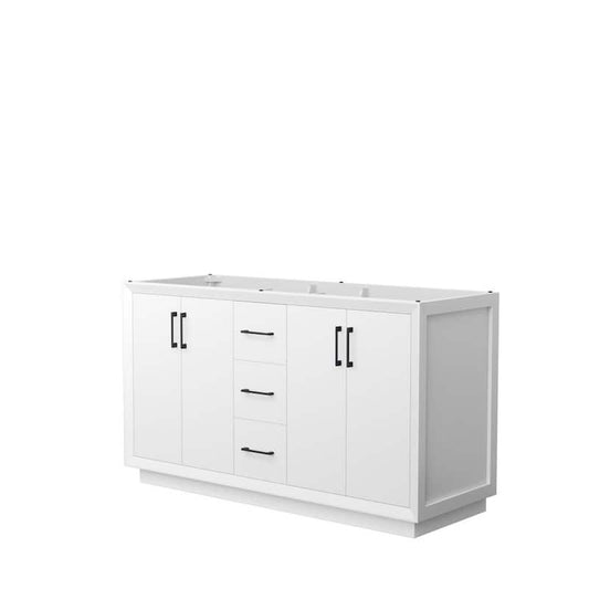 Strada 59.25 in. W x 21.75 in. D x 34.25 in. H Double Bath Vanity Cabinet without Top in White