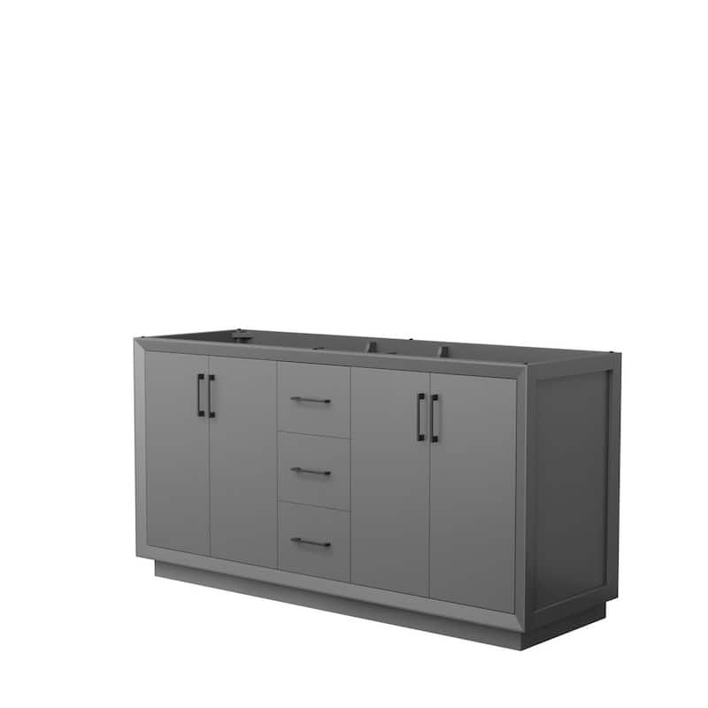 Strada 65.25 in. W x 21.75 in. D x 34.25 in. H Double Bath Vanity Cabinet without Top in Dark Gray