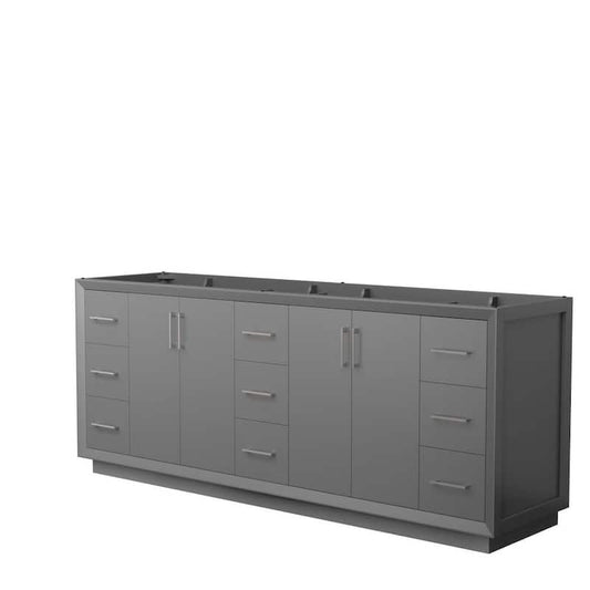 Strada 83.25 in. W x 21.75 in. D x 34.25 in. H Double Bath Vanity Cabinet without Top in Dark Gray