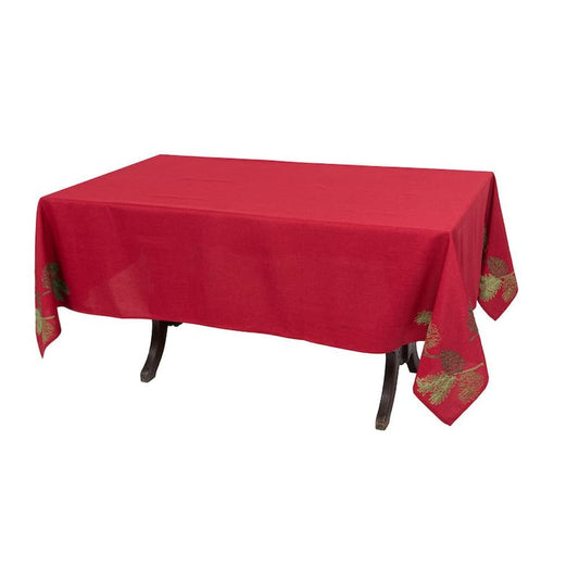 0.1 in. H x 70 in. W x 120 in. D Christmas Pine Tree Branches Embroidered Tablecloth